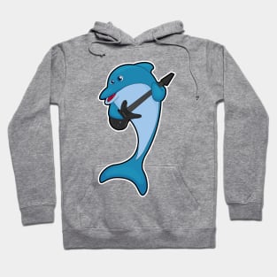 Dolphin at Music with Guitar Hoodie